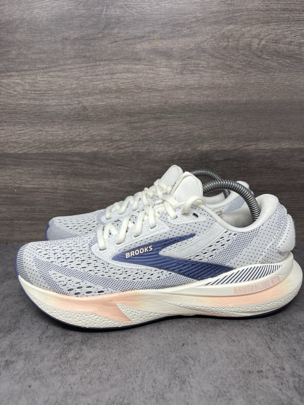 Brooks Adrenaline GTS 24 Womens Size 9 B White Blue Pink Stability Running Shoes